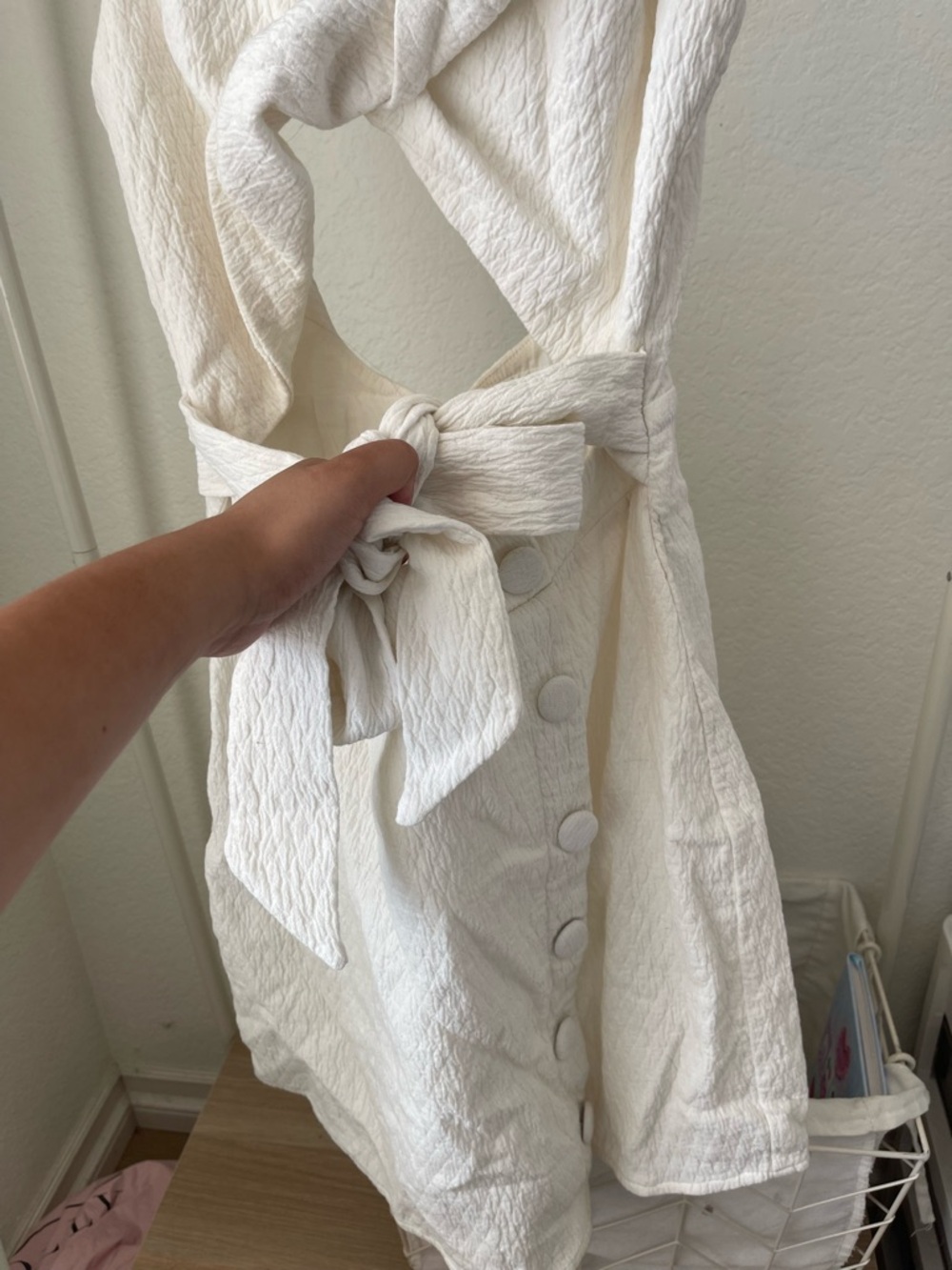 Sabo Skirt White Tie-Detail Mini Dress Size S - Picture 2 of 5